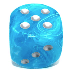 Chessex Dice: 50mm D6 Big Luminary (black light reactive) Sky Silver DH5066